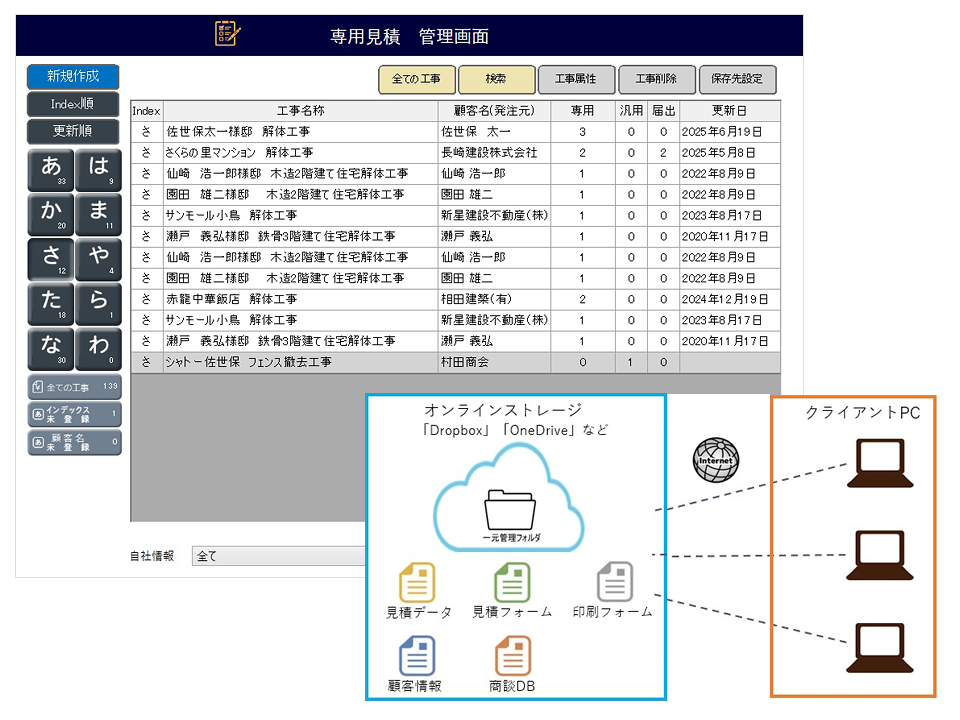 見やすい工事管理画面