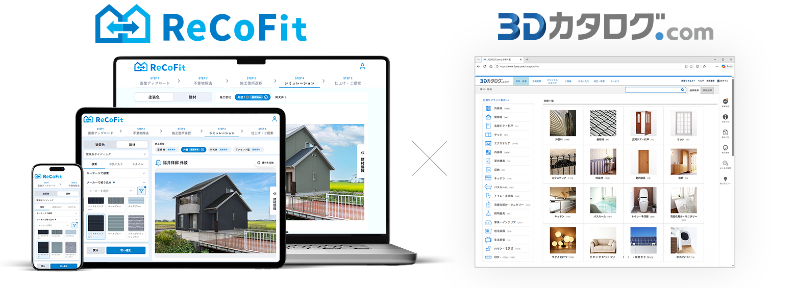 ReCoFitが画像生成AIと実建材データを融合するイメージ